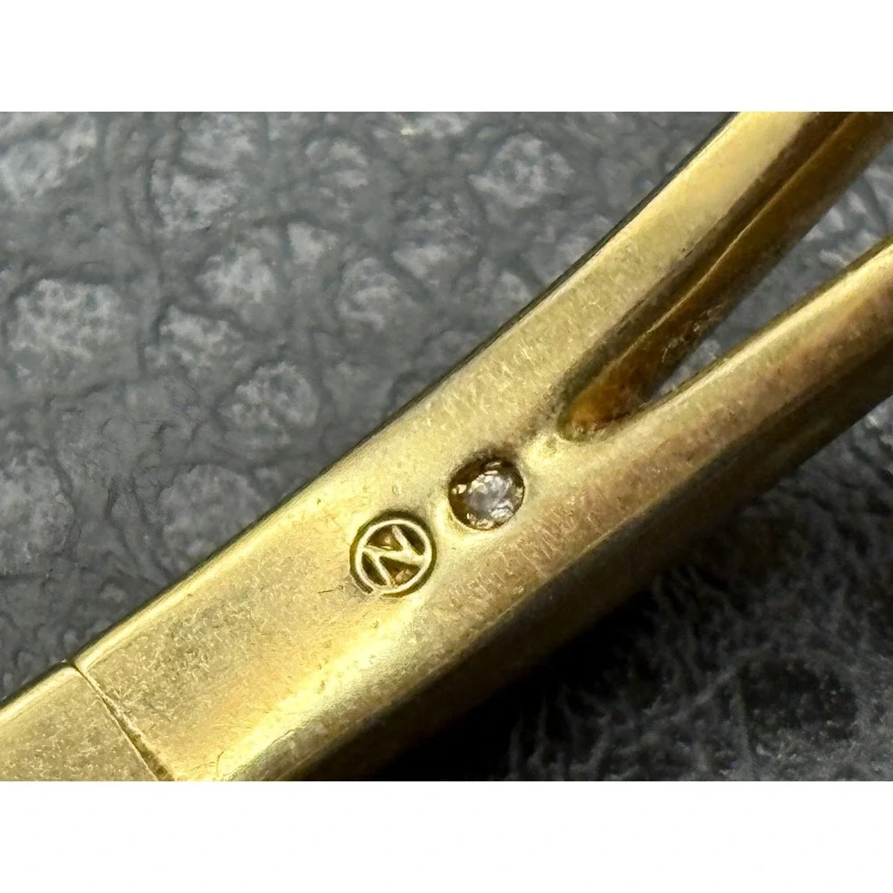 Nordstrom Gold Tone Crossover Bangle Bracelet Clear Cubic Zirconia Hinged